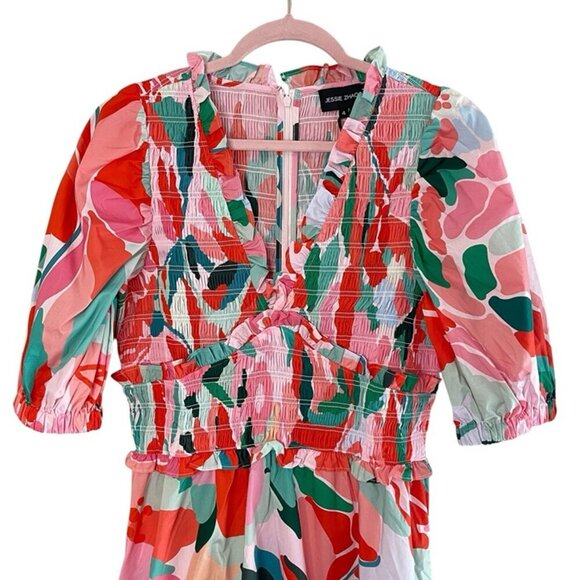 NWT JESSIE ZHAO Ramona Watermelon Tiered Midi Dress, Size 4 - Picture 6 of 11